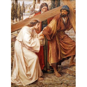 Simon of Cyrene Helps Jesus Carry His Cross - Life of CHRIST Art Canvas   161246230620